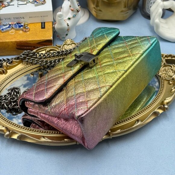 🆕 KURT GEIGER LONDON 🧿 NWOT Mini Brixton Lock Leather Shoulder Bag, Rainbow - Picture 9 of 15